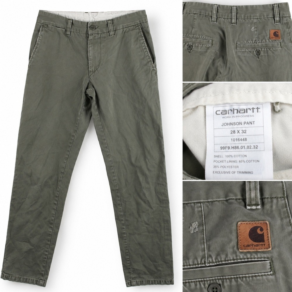 Carhartt WIP Johnson Pant Mens 28x32 Olive Green Cotton Chino Tapered 1016448